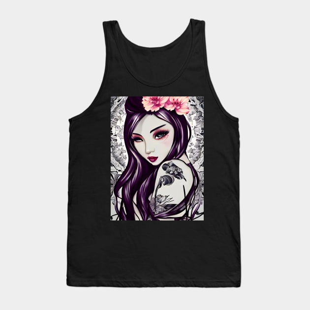 The girl with the flower tattoo Tank Top by animegirlnft